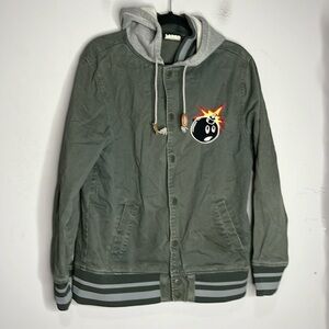 The Hundreds Reloaded Green Varsity Hooded Canvas Jacket Bomb Mens, Size L